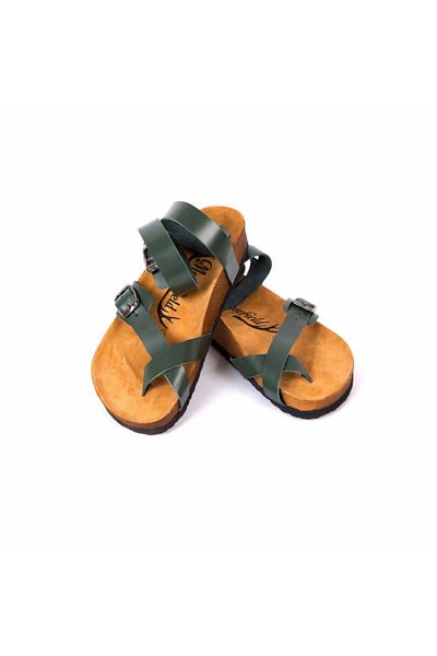 Moosefield Genuine Leather Green Women's Sandals