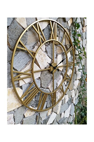 Otantik Ferforje Duvar Saati  7610 G Altın 76cm 3boyutlu Sessiz