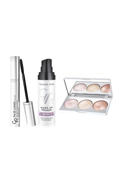 Golden Rose Hacim Veren Siyah Maskara 9 Ml + Matlaştırıcı Makyaj Bazı + 3 Ren...