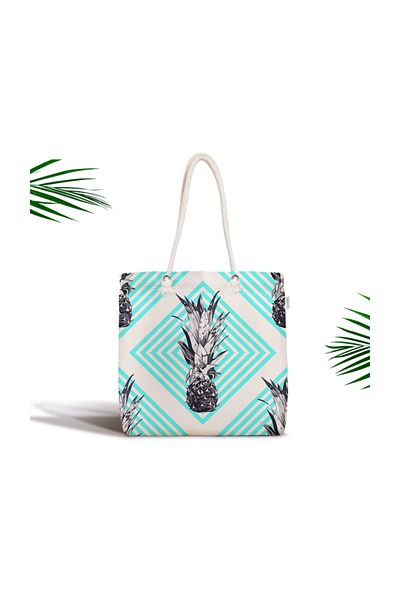 Realhomes Geantă decorativă din țesătură cu fermoar cu model geometric de ananas Canta-2358