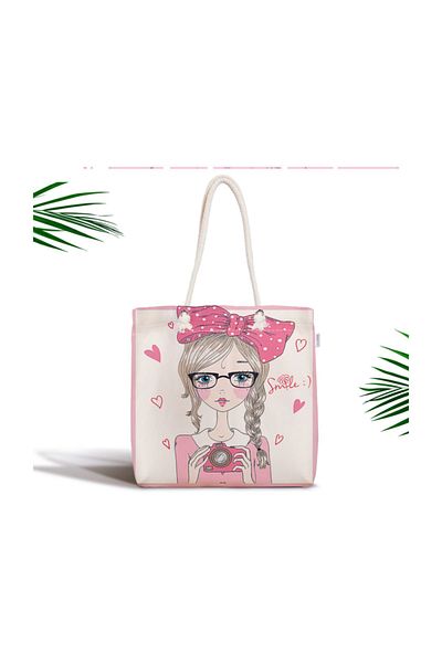 Realhomes Fashion Girl Digital Printed Μοντέρνα υφασμάτινη τσάντα με φερμουάρ Canta-712