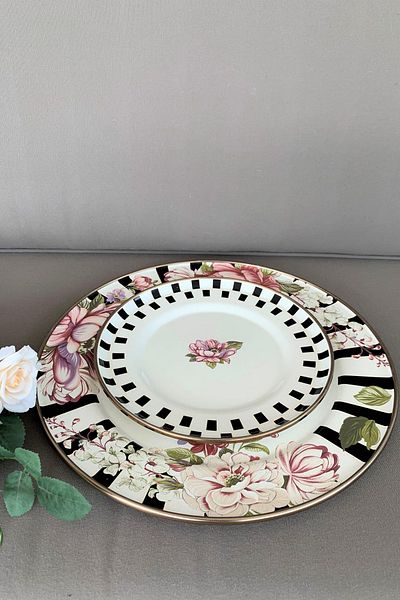 Ezem Zvps8236 Checkerboard 20 Cm Enameled Cake Plate