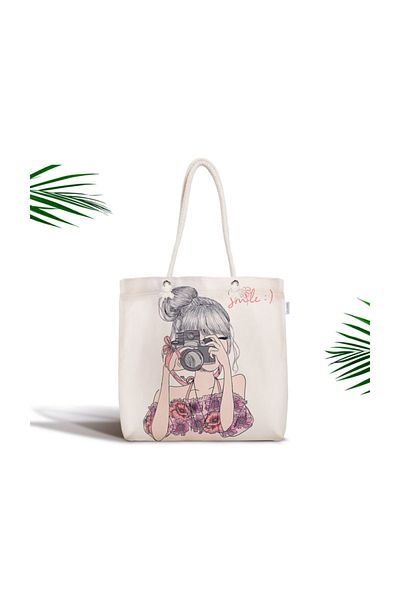 Realhomes Fashion Girl Digital Printed Μοντέρνα υφασμάτινη τσάντα με φερμουάρ Canta-584