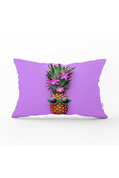 Realhomes Husă de pernă dreptunghiulară modernă cu model de ananas pe fundal ...