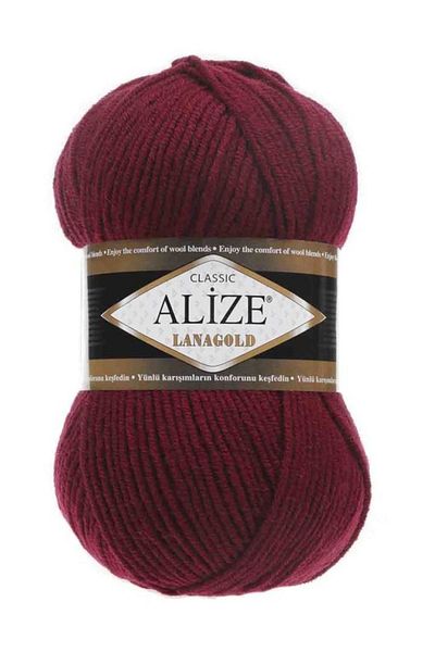 Alize خيط محبوك يدويًا من Lanagold أحمر كلاريت 057