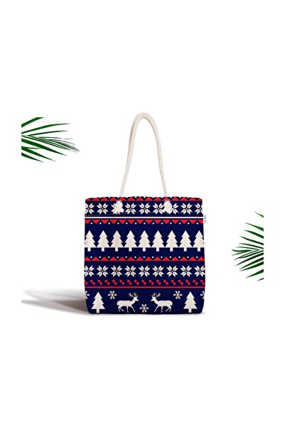 Realhomes Сучасна тканинна сумка з блискавкою, з темно-синім фоном та візерун...