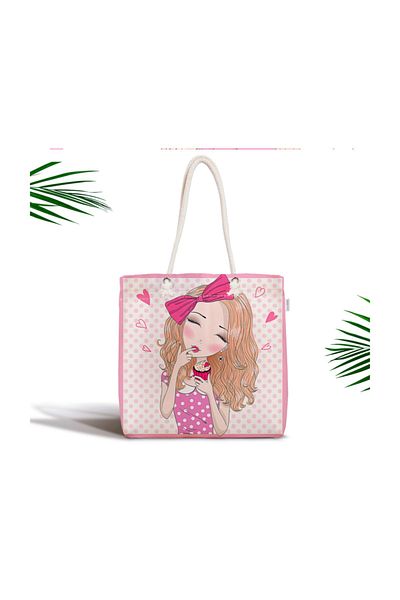 Realhomes Fashion Girl Digital Printed Μοντέρνα υφασμάτινη τσάντα με φερμουάρ Canta-716