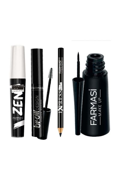 Farmasi Makeup Set - Zen Mascara, Eyeliner, Eye Pencil and Tarnsparan Eyebrow Mascara