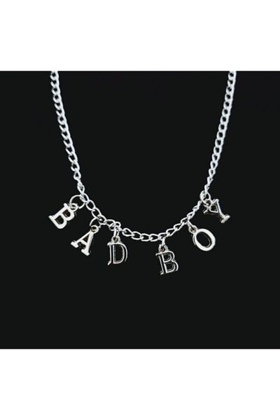 AlpCollection Women's Gray Bad Boy Lettered Necklace