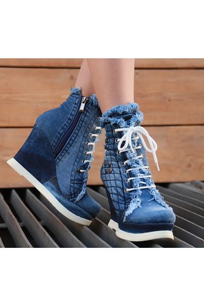 StarBlueMooN Women's Blue Denim Boots