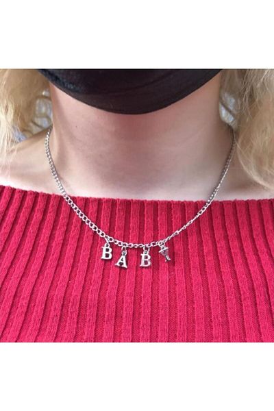 AlpCollection Gray Baby Lettered Women's Necklace