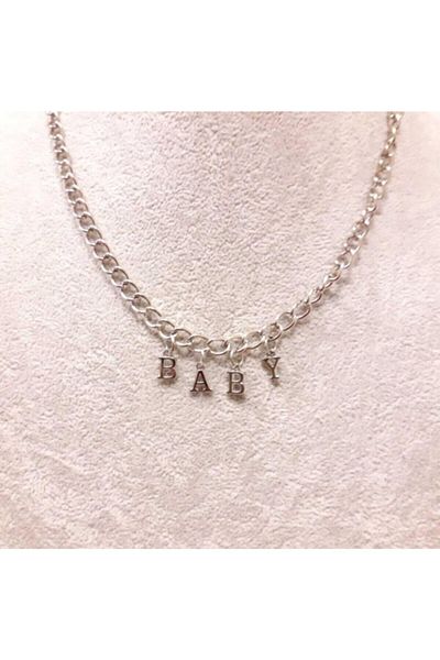 AlpCollection Gray Baby Lettered Women's Necklace