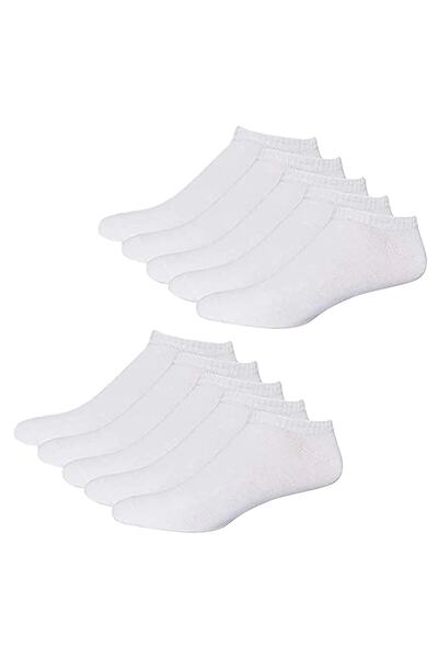 çorapmanya Ανδρικά λευκά μποτάκια 10 ζευγαριών Modal μέχρι τον αστράγαλο