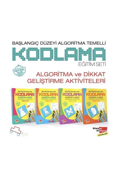 Dikkat Atölyesi Yayınları Algoritma Temelli Adım Adım Kodlama 4'lü Kitap Seti (6-10 Yaş)