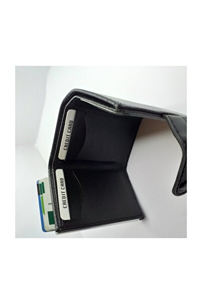 Karalı Deri Latest Trend.. Smart Wallet with Mechanism(automatic) Genuine Leather Very Stylish