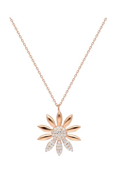 Glorria Gümüş Taşlı Papatya Kolye