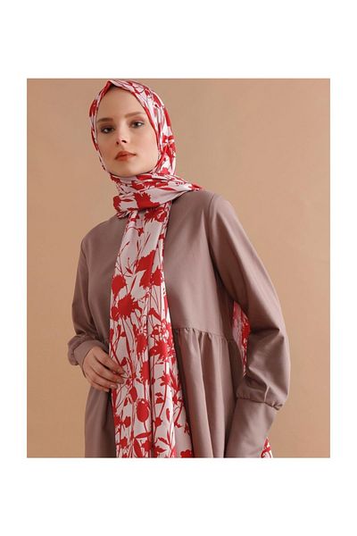 Differenza Silky Fabric Shadow Rose Red & Cream