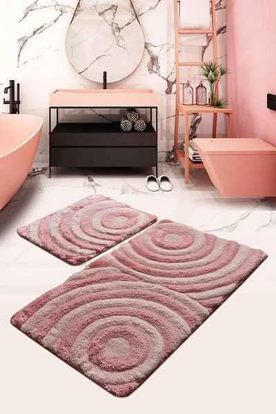 Chilai Home Set de 2 pudre 60x100 cm 50x60 cm Covor de baie lavabil, baza anti-alunecare