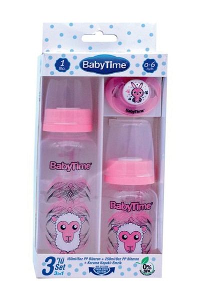 Babytime Bt209 Set of 3 PP Bottle and Pacifier Set Blue/pink