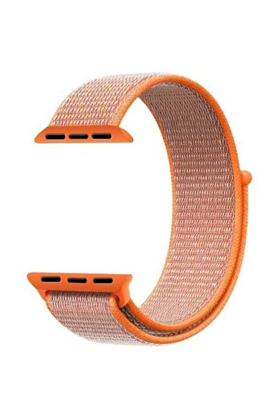Microsonic Apple Watch Series 2 38mm Hasırlı Kordon Woven Sport Loop Spicy Orange