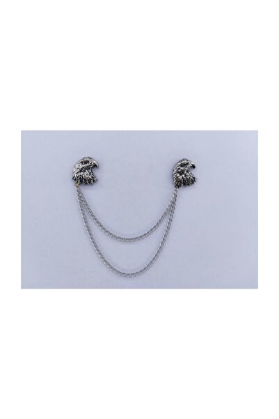 Elegante Cravatte Kartal Figürlü Zincirli Gömlek Yaka Iğnesi