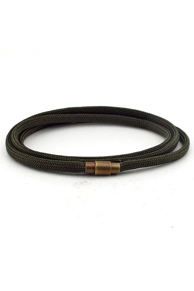 Solfera Three Rows of Wrapped Yellow Magnetic Clip Khaki Green Men's Bracelet Bt623