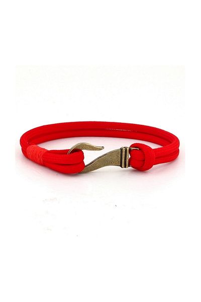 Solfera Bronze Metal Hook Red Paracord Men's Bracelet Bt615