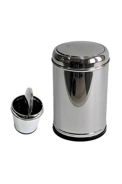 Lider Chrome Swinging Lid Trash Can 3Liters