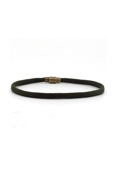 Solfera Single Row Thin Design Khaki Green String Men's Bracelet BT620