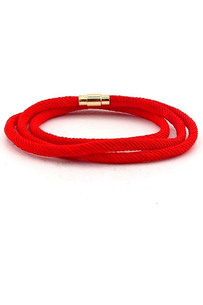 Solfera Three Rows of Wrapped Yellow Magnetic Clip Red Men's Bracelet BT622