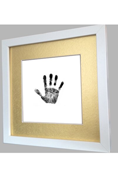 Küçük İzler مجموعة طباعة بصمة اليد والقدم بإطار أبيض بدون حبر