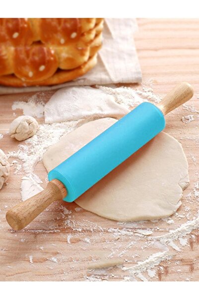 Penguen Ahşap Saplı Silikon Merdane Oklava