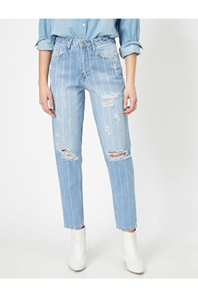 Koton Γυναικείο ριγέ τζιν παντελόνι