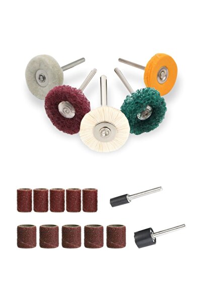 KL Polisaj Parlatma Çapak Alma Tekerlek Fırça Seti Dremel Proxxon Cihazlar Iç...