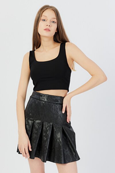 LAMODEMAPASS Siyah Crop Top
