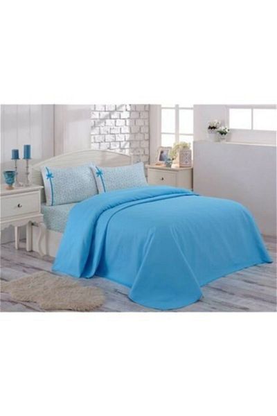 Özdilek Ranforce Blue Flowered Single Pique Set