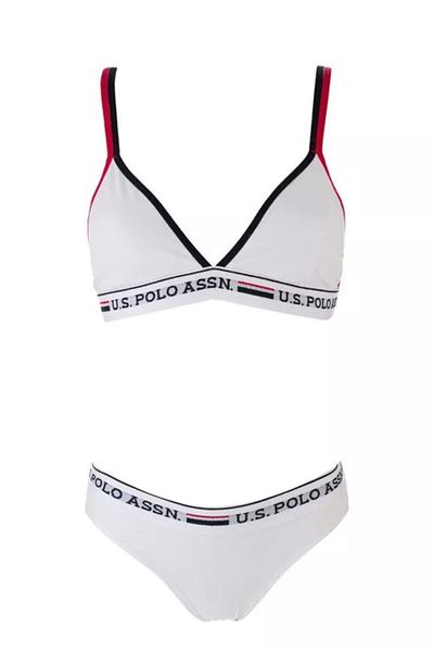 U.S POLO Women's White Bustier Bra Slip Suit 66254