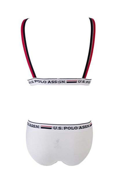 U.S POLO Kadın Beyaz Büstiyer Sütyen Slip Takım 66254