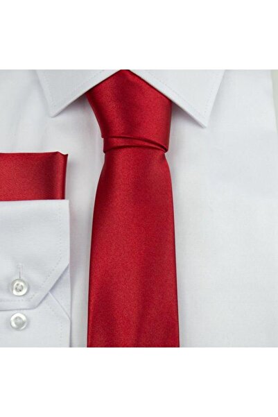 NACAR STORE Men's Red Satin Tie and Handkerchief