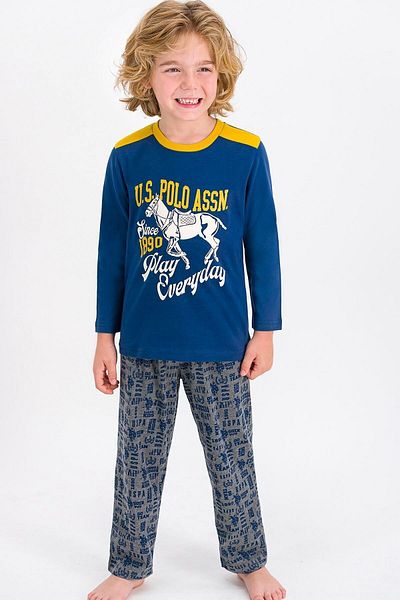 U.S. Polo Assn. Baza. Set de pijamale pentru băieți, cu licență Polo Assn Dark Indigo