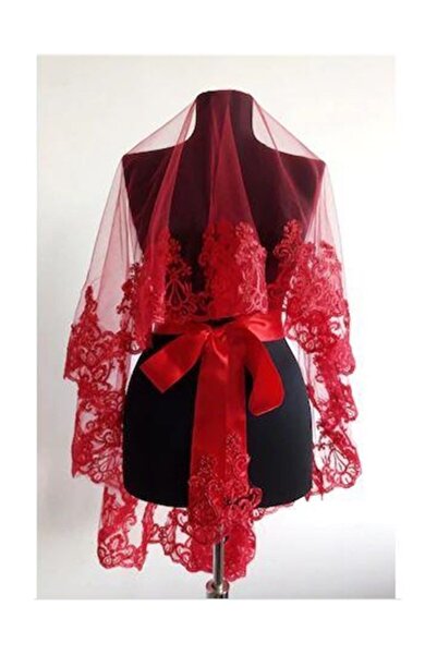 Sermet Süs Dünyası Gelin Yüz Örtüsü Duvak Kına Alı Kırmızı Güpürlü Gelin Alı ...