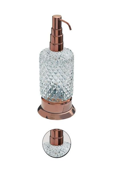 Maya Utopic Pvd Rose Countertop Glass Liquid Soap Dispenser Frosted Glass 100% Brass