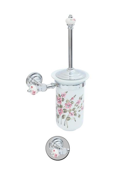 Maya Fantasia Patterned Chrome Mounted Toilet Brush 100% Brass