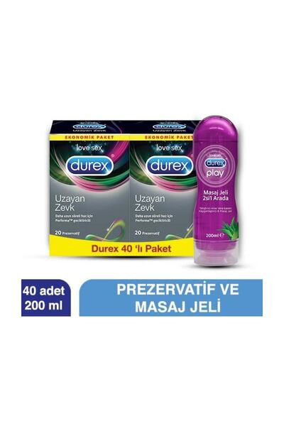 Durex Uzayan Zevk 40lı+Kayganlaştırıcı&Masaj Jeli Aloe Vera