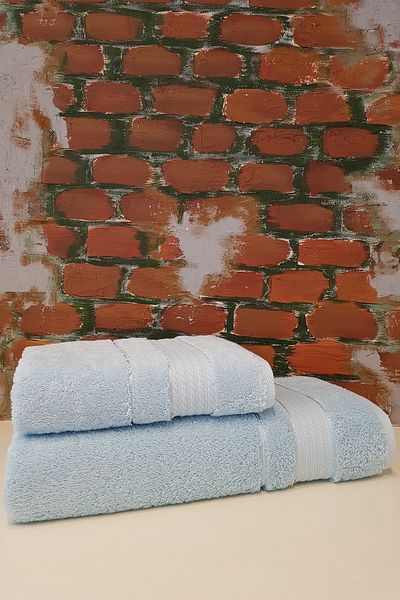 Özdilek Trendy 2 Piece Bath Towel Set - Light Aqua Green