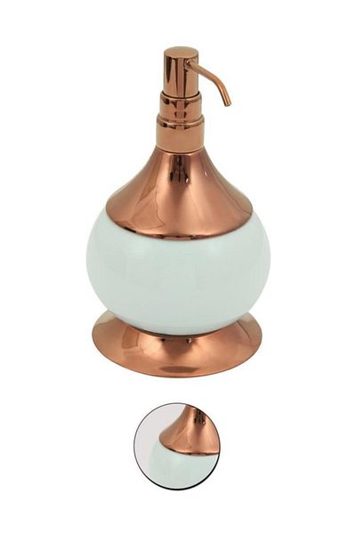 Maya Fantasia Pvd Rose Countertop Liquid Soap Dispenser Porcelain 100% Brass