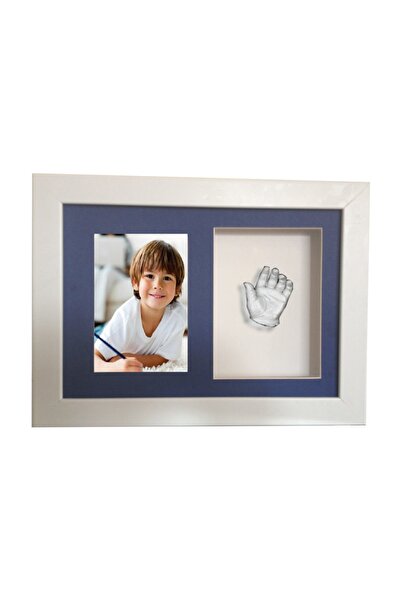 Küçük İzler مجموعة قوالب تمثال بصمة يد الطفل ثلاثية الأبعاد مع صور مؤطرة بالج...