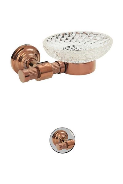 Maya Line Pvd Rose Mounted Soap Dish Frosted Glass 100% Brass