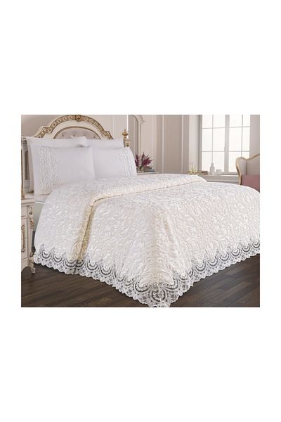 Lovessa Home Merissa French Lace Dowry Blanket Set Cream (6 Pieces)