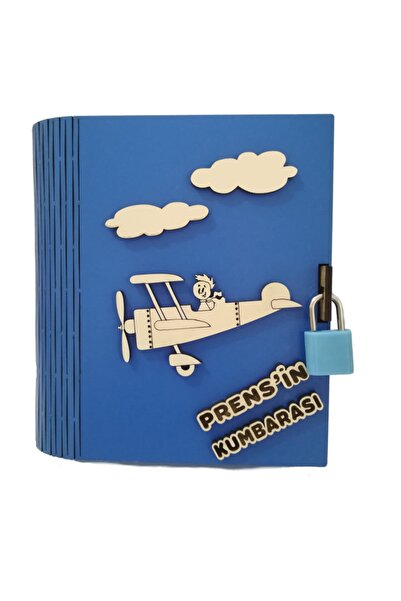 Plaket Home Dekoratif Ahşap Kilitli Prens Kitap Kumbara - Tipbox